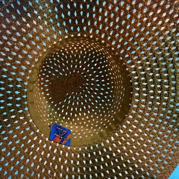 Leather Heart Applique Paper Straw Tie Dyed Sun Hat - Picture 6 of 10